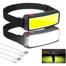 Lampe frontale LED rechargeable 5000 lumens, lot de 2, étanche, faisceau large avec 3 modes