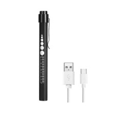 Oppladbar LED-pennelampe med pupillmåler USB-pennelampe Gave til sykepleiere Nu25-26