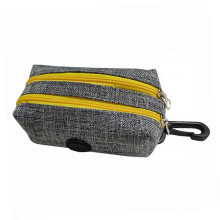 Portable Dog Waste Bag Dispenser with Dual Zippered Compartments for Treats and Keys Lightweight Walk Holder