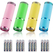 4-pakning mini LED-lommelykt med glødende håndtak for barn voksne camping lesing fotturer + 12 batterier