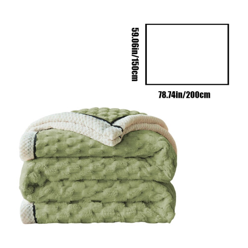 Flannel Fleece Blanket Double Layer 200x150cm Green 2