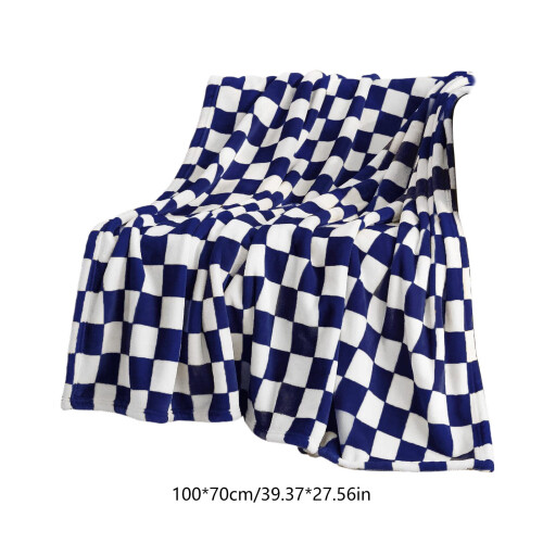 Checkered Flannel Blanket Polyester 100x70cm Black White 2
