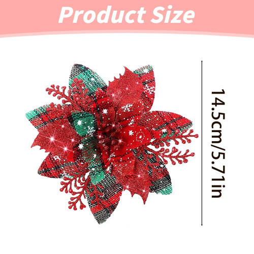 Glitter Poinsettia Artificial Flower 1 Pc 1