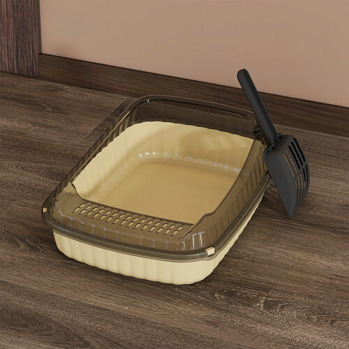 Cat Litter Box Semi-Enclosed Portable Splashproof Tray for 1