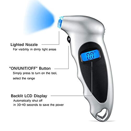 Digital Tire Pressure Gauge with Backlight LCD Display 2