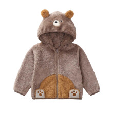 Toddler Teddy Jacket Zip-Up Hooded Windproof Fuzzy Coat for