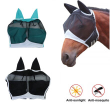 (Blue, L) Mosquito Anti Breathable Horse Head Mask Mesh Horse Protective Head Cover