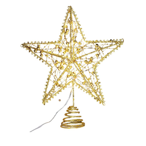 Lighted 3D Golden Star Tree Topper for Standard Christmas 1