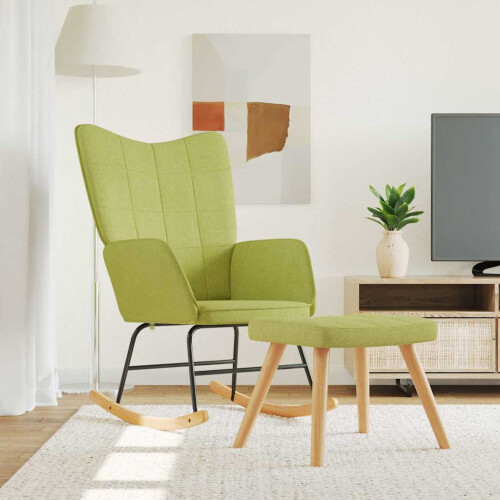 VidaXL vidaXL Schaukelstuhl mit Hocker Stoff Grün