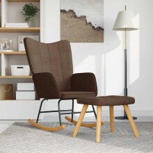 vidaXL Schaukelsessel mit Hocker Braun Stoff