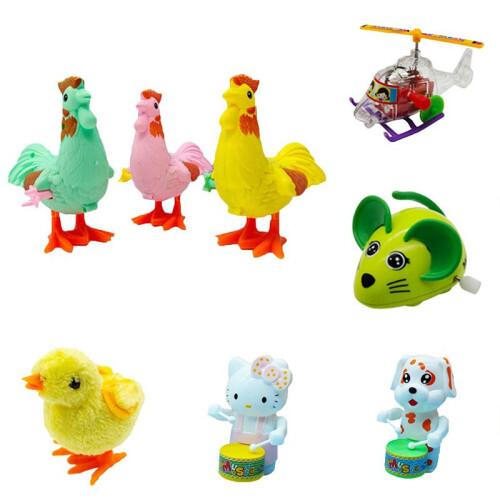 (Chick) Plastic Childrens Bouncing Clockwork Toy Frog Chick Small Animal Can Gift Walk