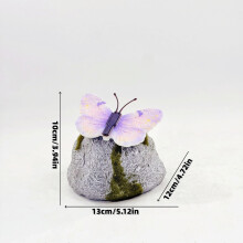 (Red) Butterfly Outdoor Stone Solar Lamp Suitable For Garden And Decor Landscape