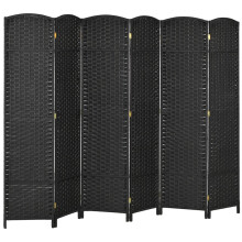 6 Panel Folding Room Divider, Freestanding Privacy Screen for Living Room, Bedroom and Office, 240 x 170cm, Black