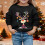 Kids Christmas Pullover Reindeer Print Round Neck Long 2