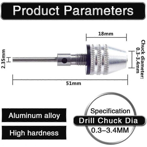 2pcs Hex Shank Drill Chuck Socket Holder 0.3-3.4mm Rotary Multi-Tool Drill Accessory 1