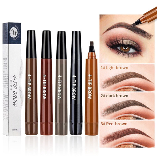 Microblading Eyebrow Pencil Waterproof 4-Tip Light Brown 1