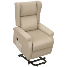 Power Lift Recliner Armchair, Electric Lift Chair w/ Remote Control, Fabric Riser & Recliner, Side Pockets & Extended Footrest, Beige