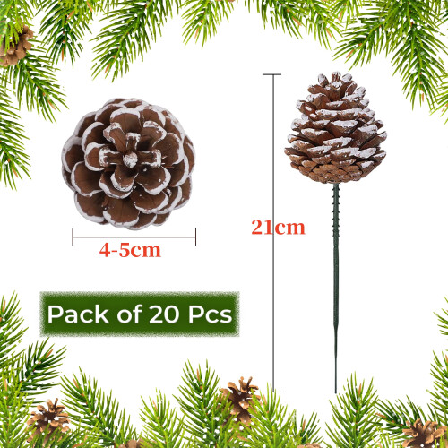 Snow Pine Cones 2 Inch 20 Pcs Holiday Decor 1