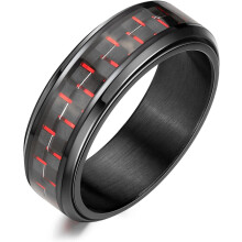 Carbon Fiber Spinner Ring 8mm Black Blue Silver Stainless