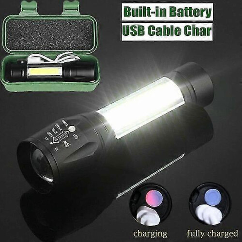 Lampe torche rechargeable étanche IPX4 à double éclairage, noire, taille unique 25-26 2