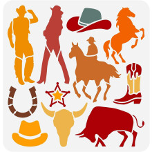 Western Cowboy Stencil Plastic 11.8x11.8 Inch