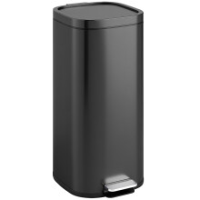 30L Kitchen Bin, Compact Pedal Bin with Soft-Close and Stay-Open Lid, Removable Bucket for Kitchen, Home, Office, Black