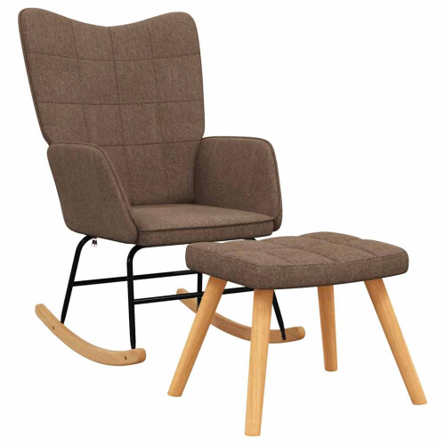 VidaXL vidaXL Schaukelsessel mit Hocker Braun Stoff 1