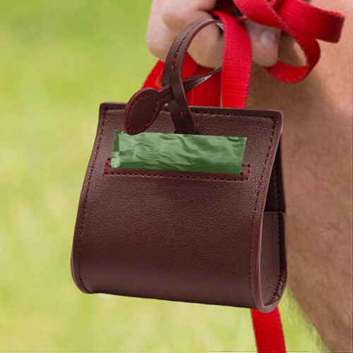 Durable PU Dog Waste Bag Holder with Leash Clip for Easy Walk Access 1