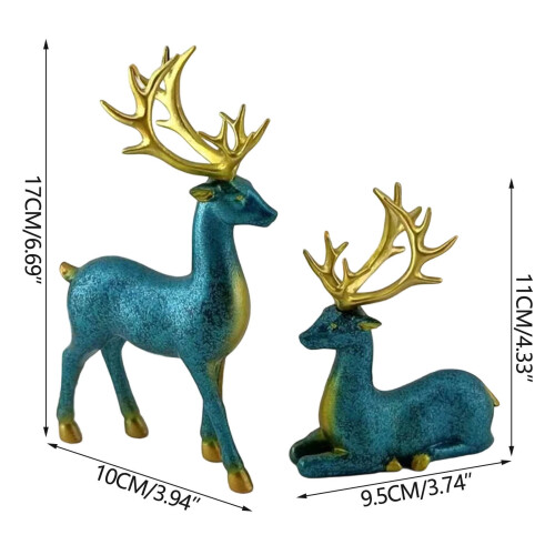 Gold Deer Decor Set with 6 Christmas Cards 1