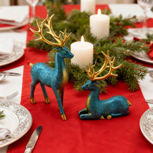 Gold Deer Decor Set with 6 Christmas Cards 2