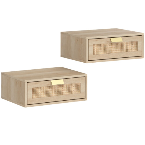 Floating Bedside Tables Set of 2, Oak Effect