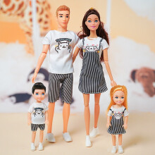 (Style T)4 peças bonecas 30 cm personagens da família usando sapatos com acessórios de moda para brincar