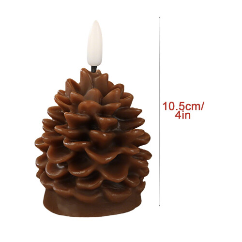 Flameless LED Pinecone Candle Real Wax Look Unscented 2