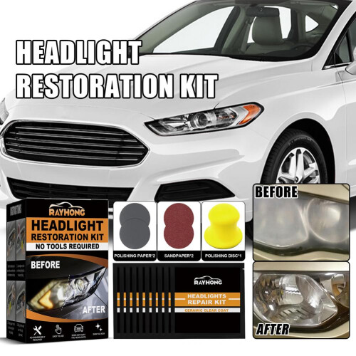 Car Ceramic Headlight Restoration Kit with Abrasive Pads 2