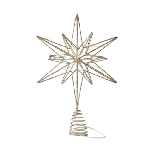 Glitter Gold Star Tree Topper with LED Lights 10 inch 1