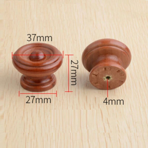 Wooden Cabinet Knobs Beech Round Handles Dark Brown 6 Pcs 1