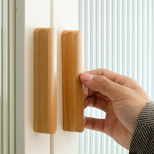 Wooden Cabinet Handles Solid Wood 4 pcs 128 mm Hole Spacing 2