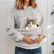 Cat Hoodie Sweatshirt with Kangaroo Pocket and Pet Carrier