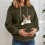 Cat Hoodie Sweatshirt with Kangaroo Pocket Plus Size 1