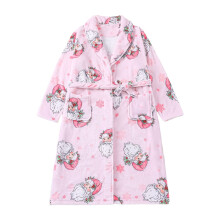 Flannel Robe Women's Winter Fleece Bathrobe with Print