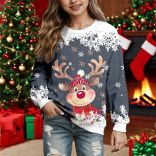 Christmas Sweater Knit Santa Reindeer Crewneck for Boys and