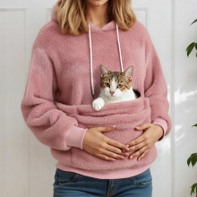 Cat Hoodie Sweatshirt with Kangaroo Pocket and Pet Carrier