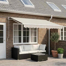 vidaXL Awning Replacement Fabric Light Grey and White 4 x 3 m