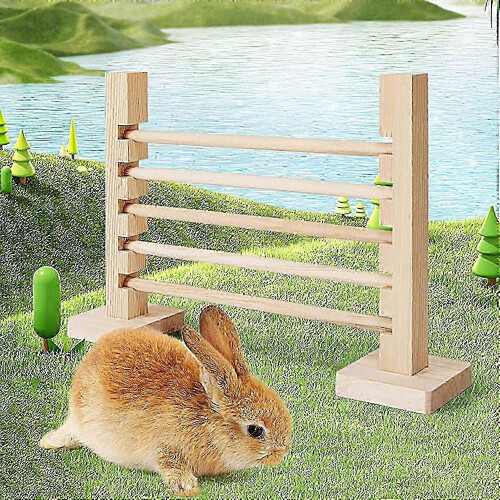 Wooden Rabbit Agility Jump Bar Adjustable Height Training Equipment 1