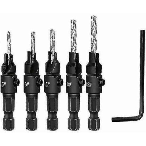 5pcs Hex Shank Countersink Drill Bit Set for Woodworking Screw Hole Opener Hardware Kit 2
