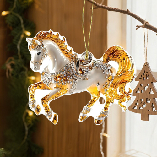 2D Christmas Hanging Ornament Acrylic Beige 2