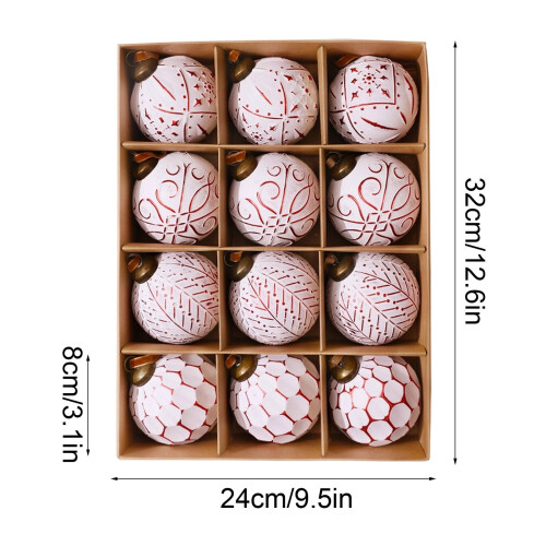 DAMAI Vintage Rustic Christmas Ornaments White 12Pcs 3.14 2