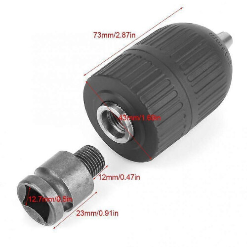 1/2-20UNF 2-13mm Plastic Keyless Drill Chuck with 1/2 Adapter for Impact Wrench Conversion 1