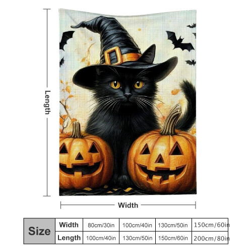 Black Cat Halloween Flannel Blanket 60x80 in 2