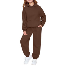Girls Long Sleeve Hooded Jogger Set Soft Comfy Loungewear